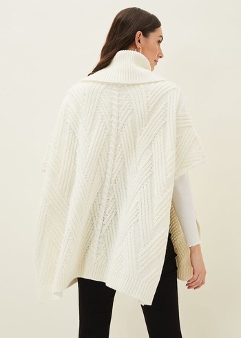 Phase Eight Melly Cable Cape Scarves White USA | 7365289-WQ